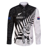 Custom New Zealand Cricket Family Matching Puletasi and Hawaiian Shirt With Maori Pattern LT05 Dad's Shirt - Long Sleeve Black - Polynesian Pride