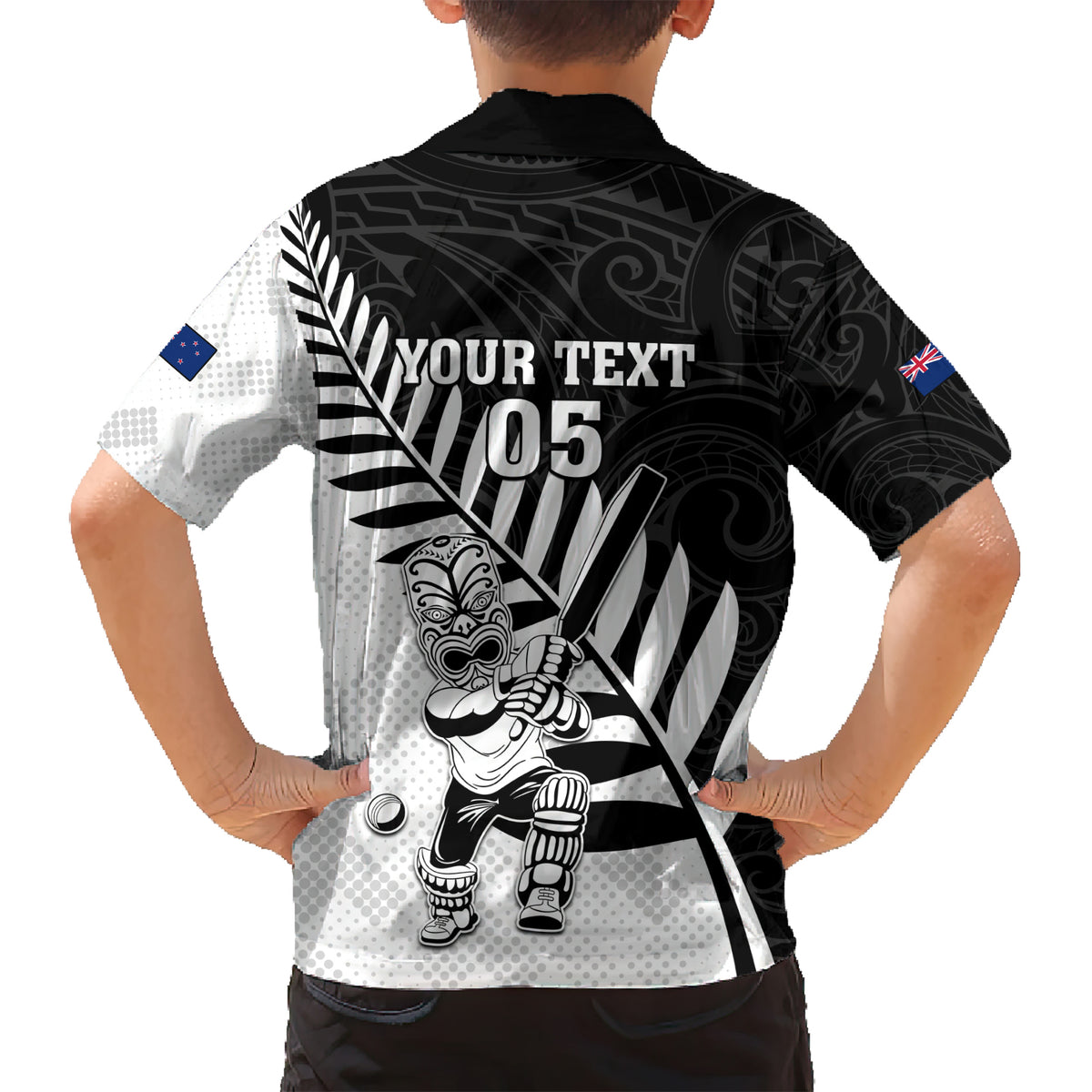 Custom New Zealand Cricket Kid Hawaiian Shirt With Maori Pattern