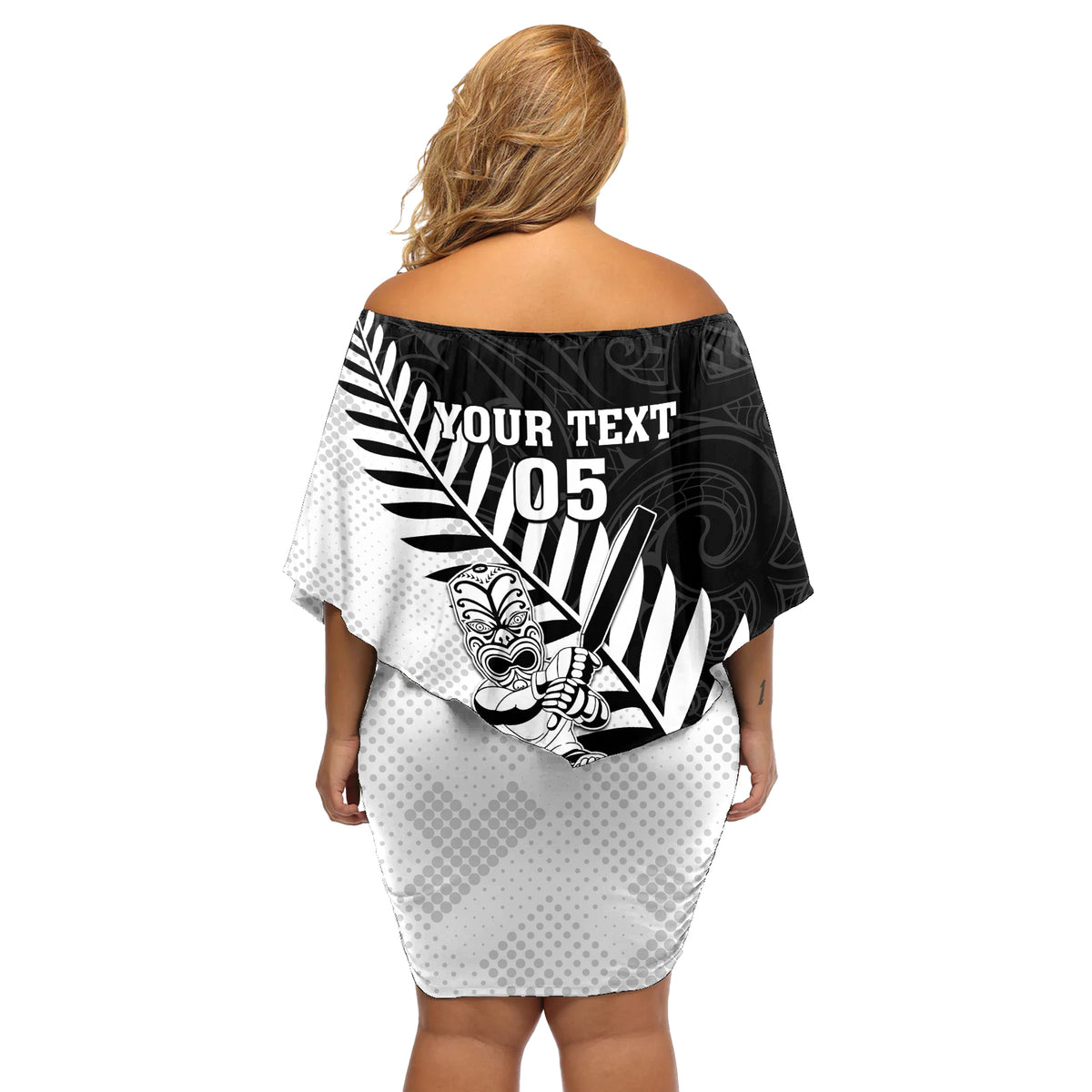 Custom New Zealand Cricket Off Shoulder Short Dress With Maori Pattern