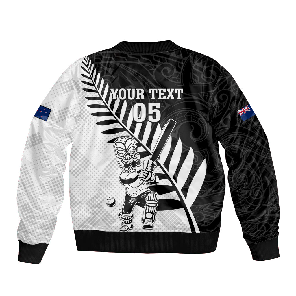 Custom New Zealand Cricket Sleeve Zip Bomber Jacket With Maori Pattern LT05 - Polynesian Pride