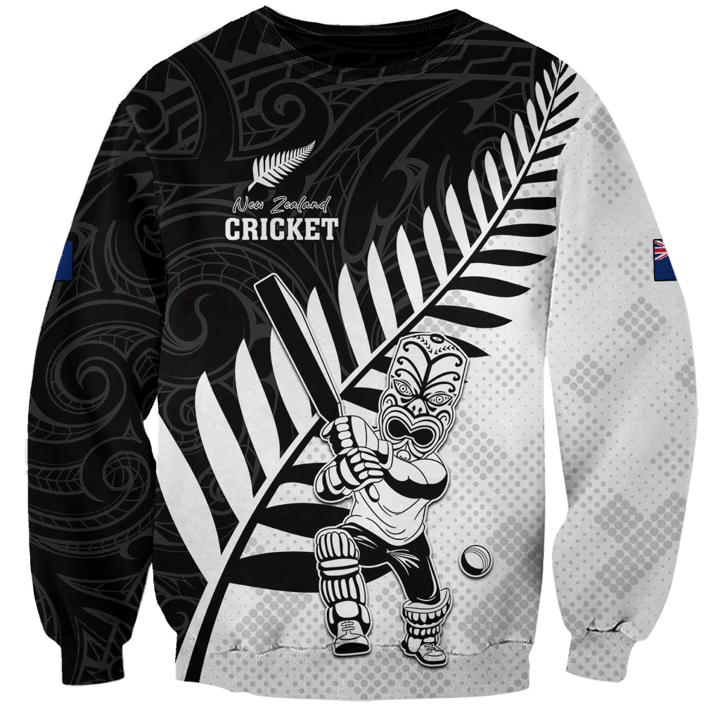 Custom New Zealand Cricket Sweatshirt With Maori Pattern LT05 Unisex Black - Polynesian Pride