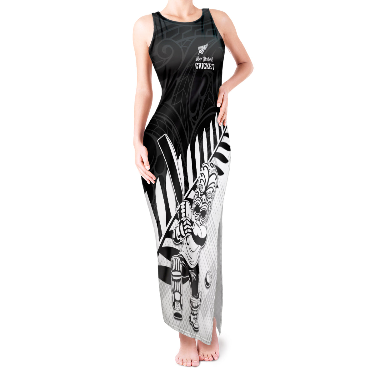 Custom New Zealand Cricket Tank Maxi Dress With Maori Pattern