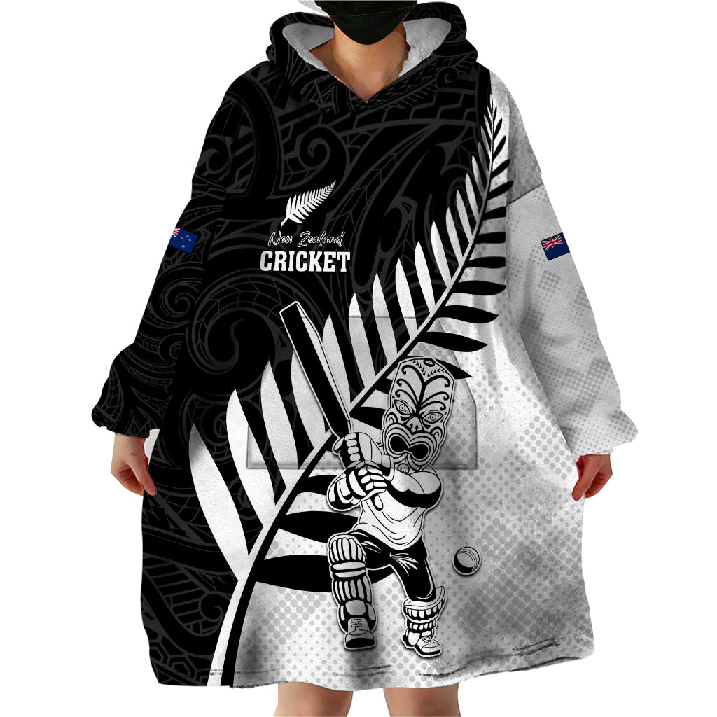 Custom New Zealand Cricket Wearable Blanket Hoodie With Maori Pattern LT05 - Polynesian Pride