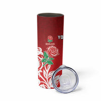 New Zealand And England Rugby Custom Skinny Tumbler Maori Tiki With Red Rose Together