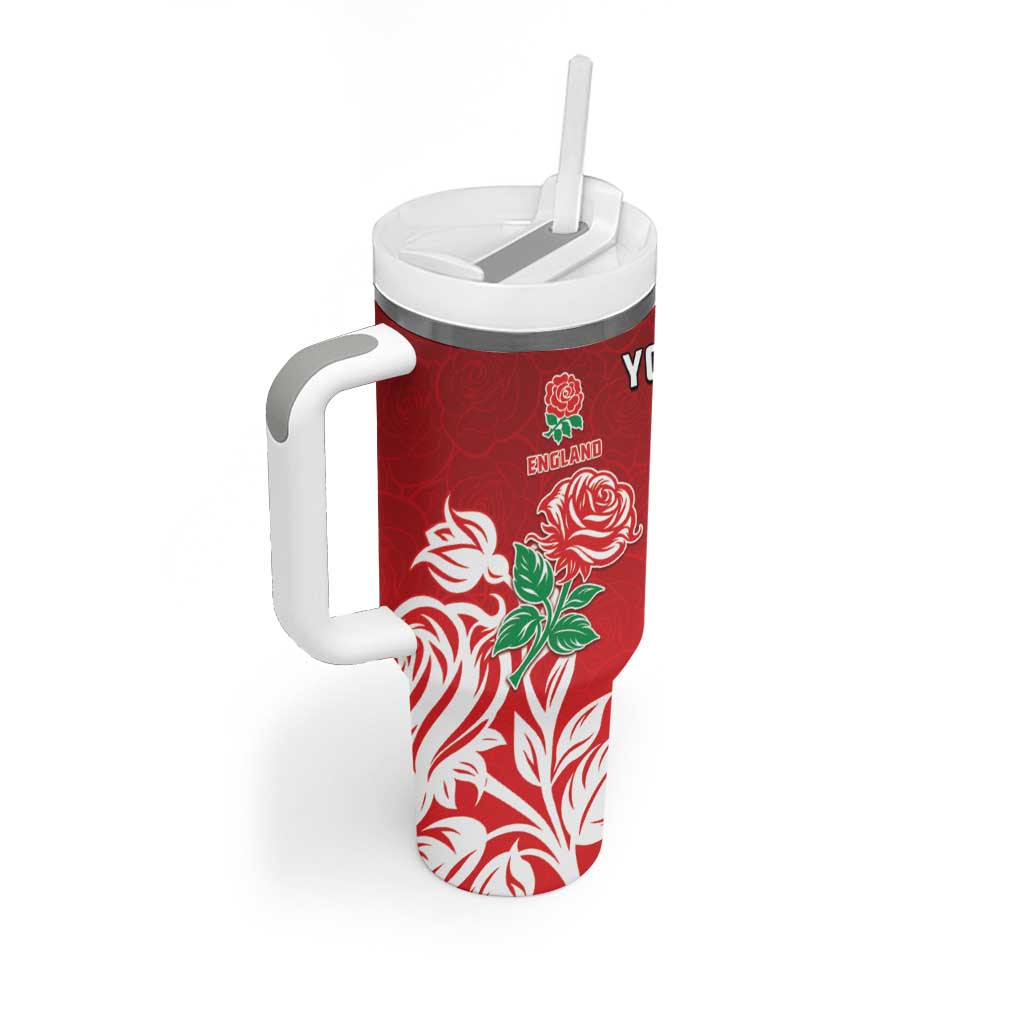 New Zealand And England Rugby Custom Tumbler With Handle Maori Tiki With Red Rose Together