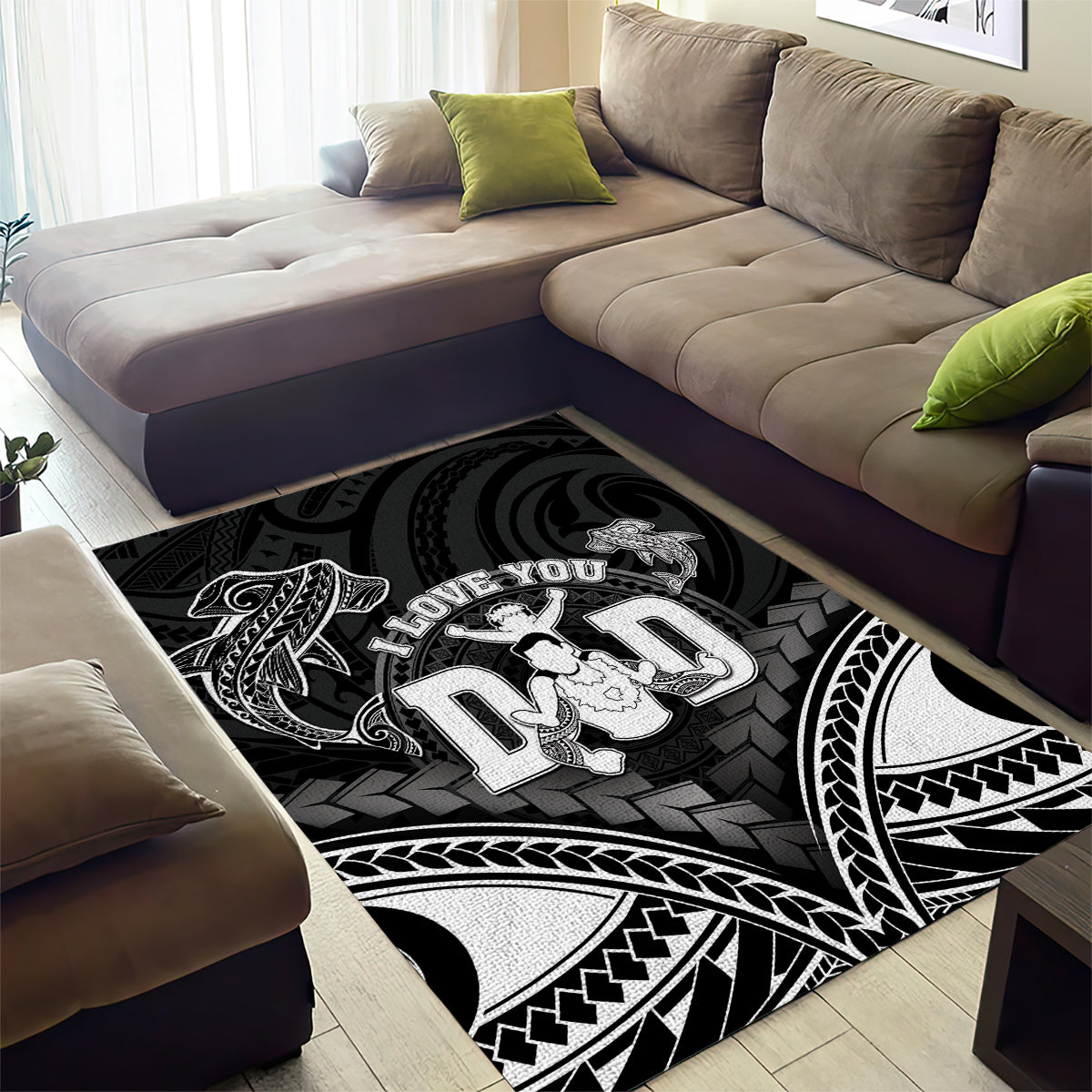 Happy Father's Day Area Rug I Love You Dad Polynesian Style LT05 - Polynesian Pride