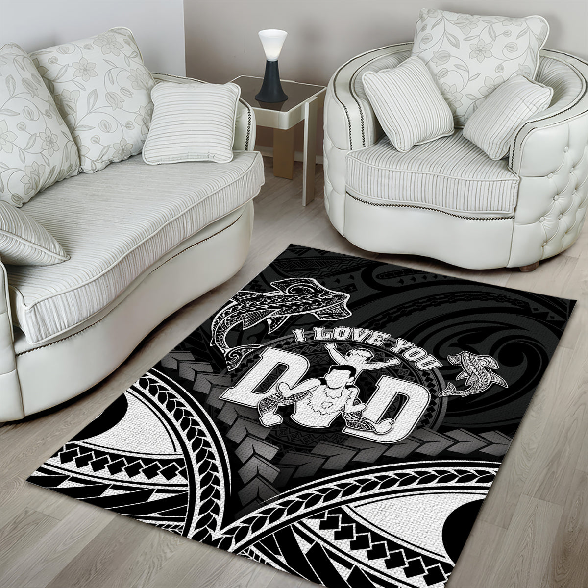 Happy Father's Day Area Rug I Love You Dad Polynesian Style LT05 - Polynesian Pride