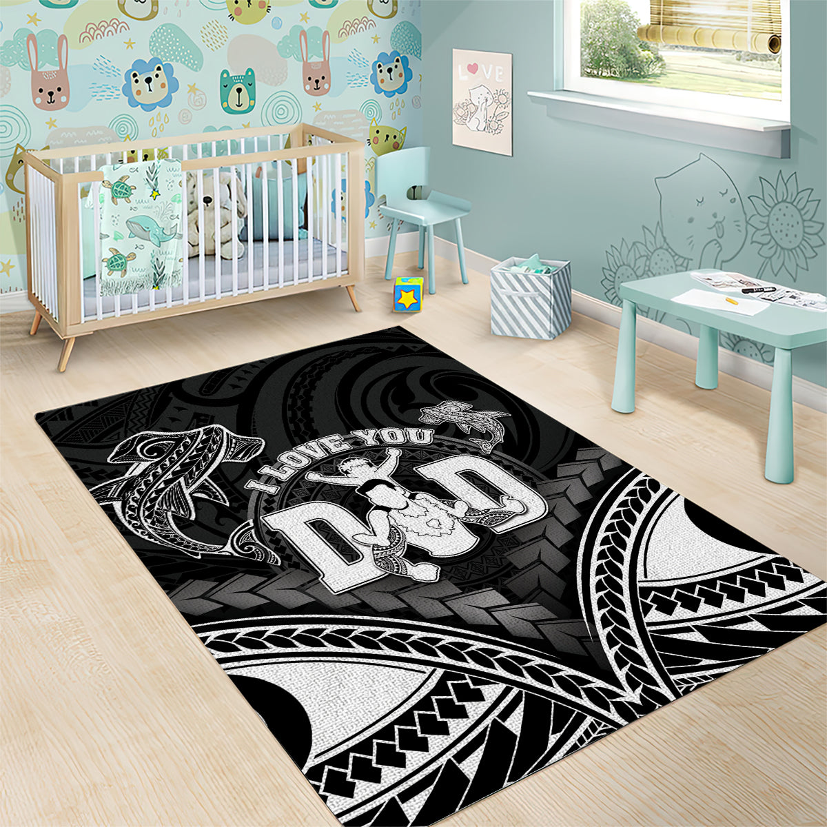 Happy Father's Day Area Rug I Love You Dad Polynesian Style LT05 - Polynesian Pride