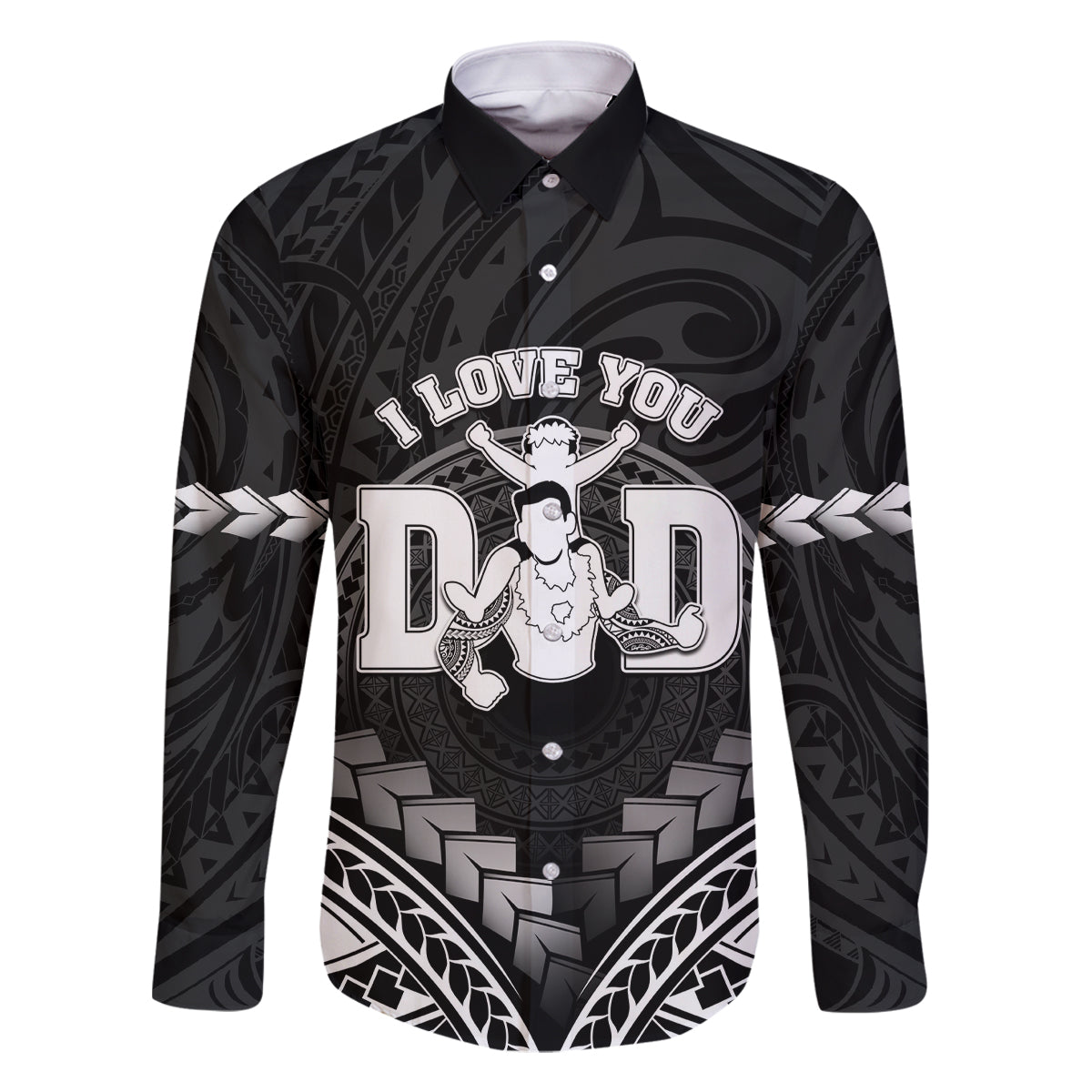 Personalised Happy Father's Day Family Matching Tank Maxi Dress and Hawaiian Shirt I Love You Dad Polynesian Style