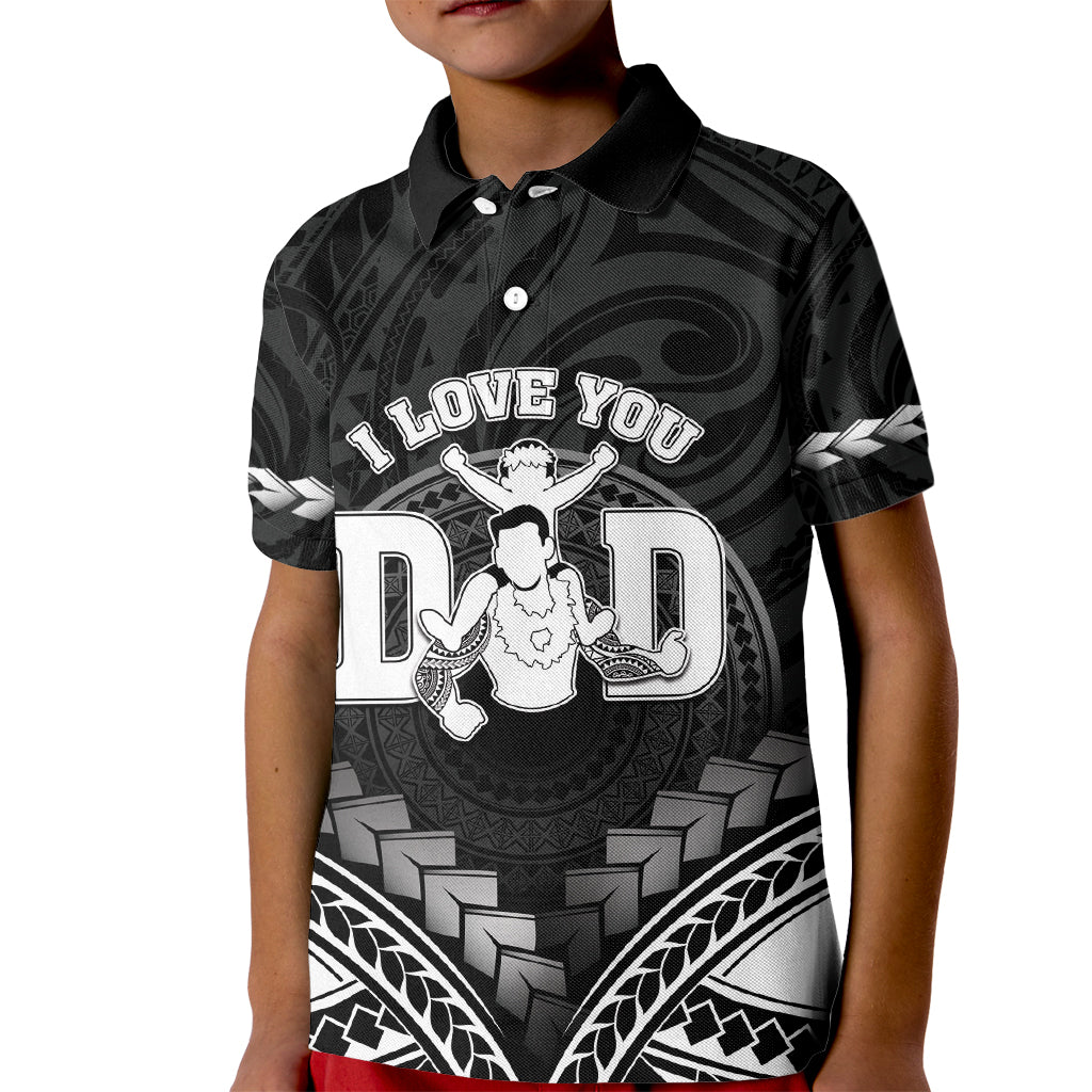 Personalised Happy Father's Day Kid Polo Shirt I Love You Dad Polynesian Style