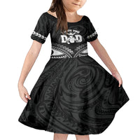Personalised Happy Father's Day Kid Short Sleeve Dress I Love You Dad Polynesian Style LT05 KID Black - Polynesian Pride