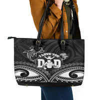 Happy Father's Day Leather Tote Bag I Love You Dad Polynesian Style LT05 - Polynesian Pride
