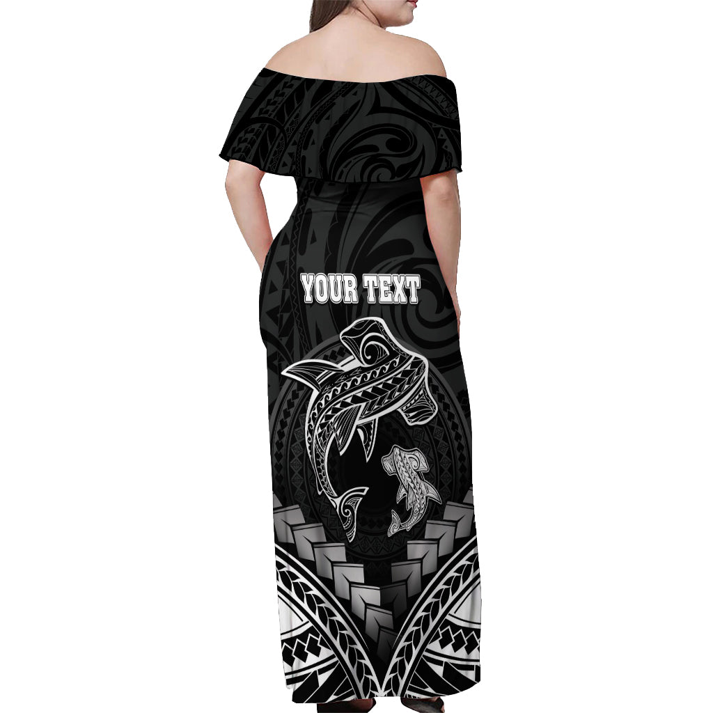 Personalised Happy Father's Day Off Shoulder Maxi Dress I Love You Dad Polynesian Style LT05 - Polynesian Pride