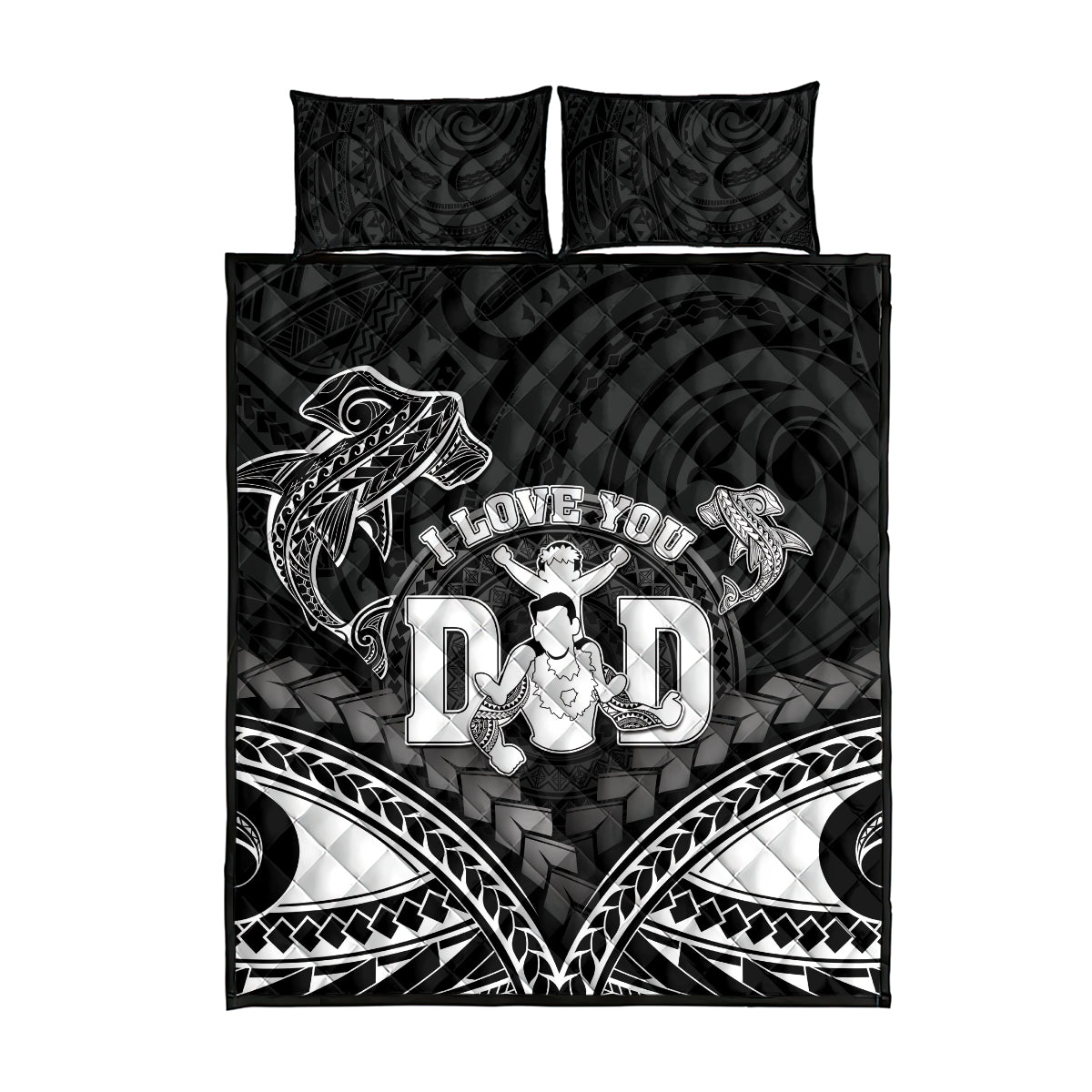 Happy Father's Day Quilt Bed Set I Love You Dad Polynesian Style LT05 - Polynesian Pride
