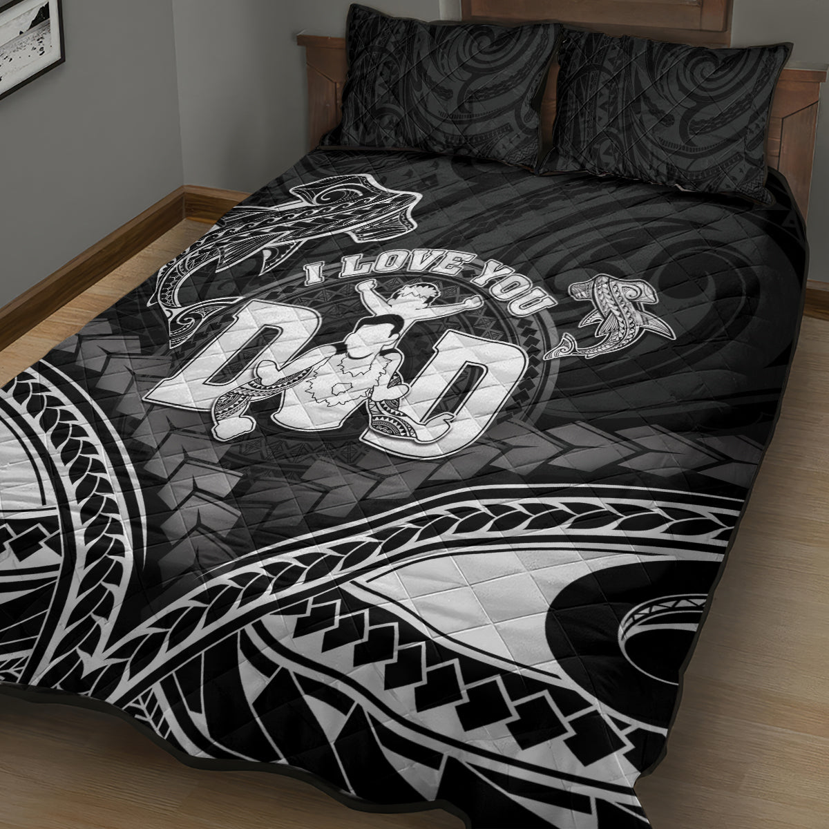 Happy Father's Day Quilt Bed Set I Love You Dad Polynesian Style LT05 - Polynesian Pride