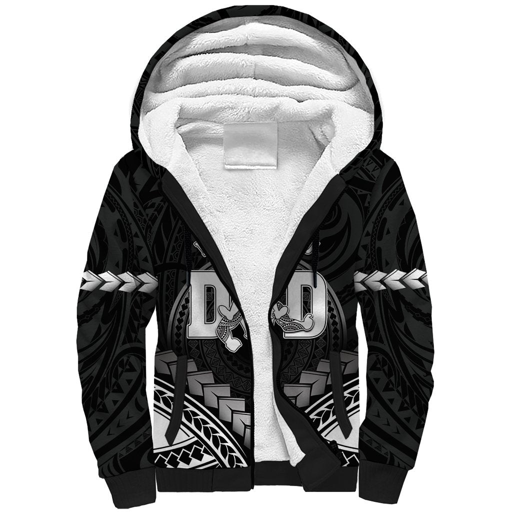 Personalised Happy Father's Day Sherpa Hoodie I Love You Dad Polynesian Style LT05 Unisex Black - Polynesian Pride