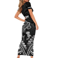 Personalised Happy Father's Day Short Sleeve Bodycon Dress I Love You Dad Polynesian Style