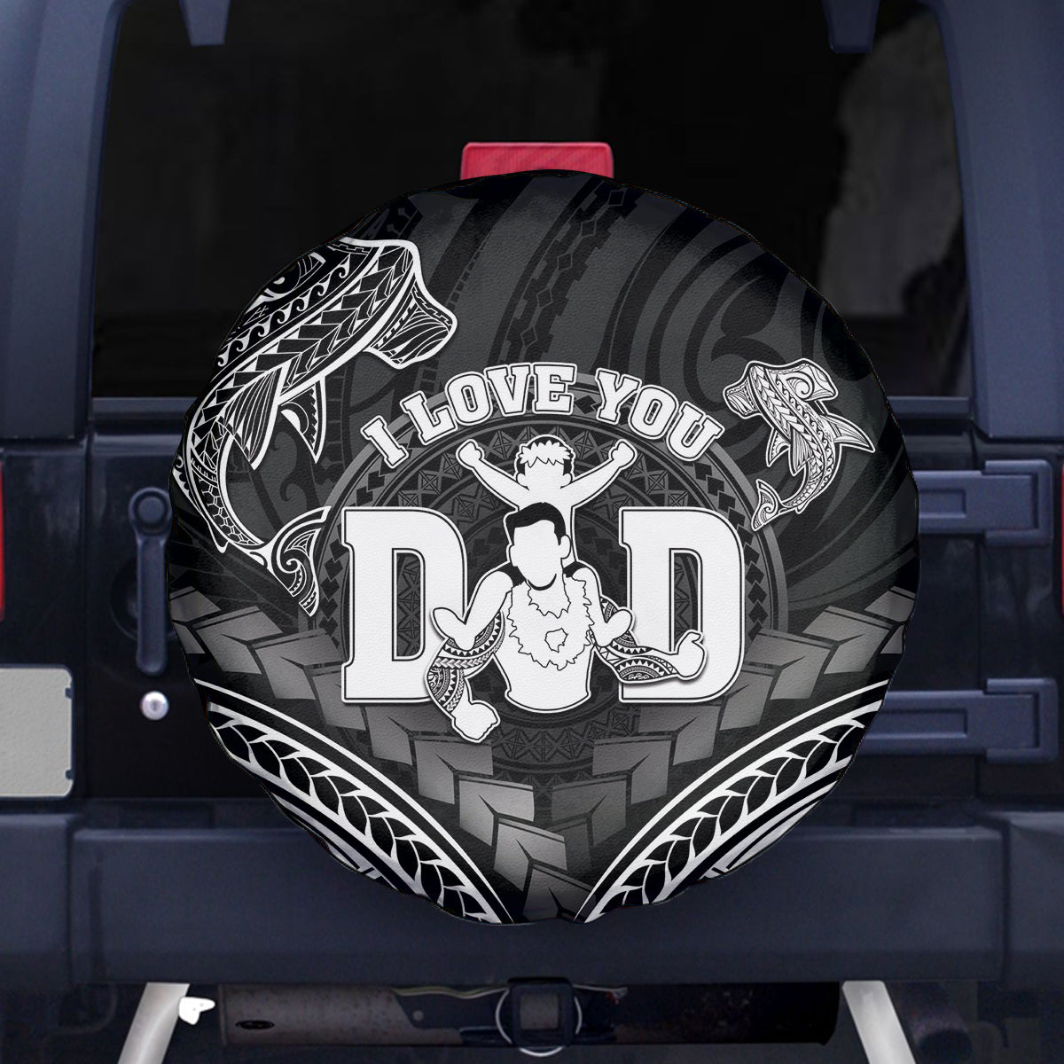 Happy Father's Day Spare Tire Cover I Love You Dad Polynesian Style LT05 - Polynesian Pride