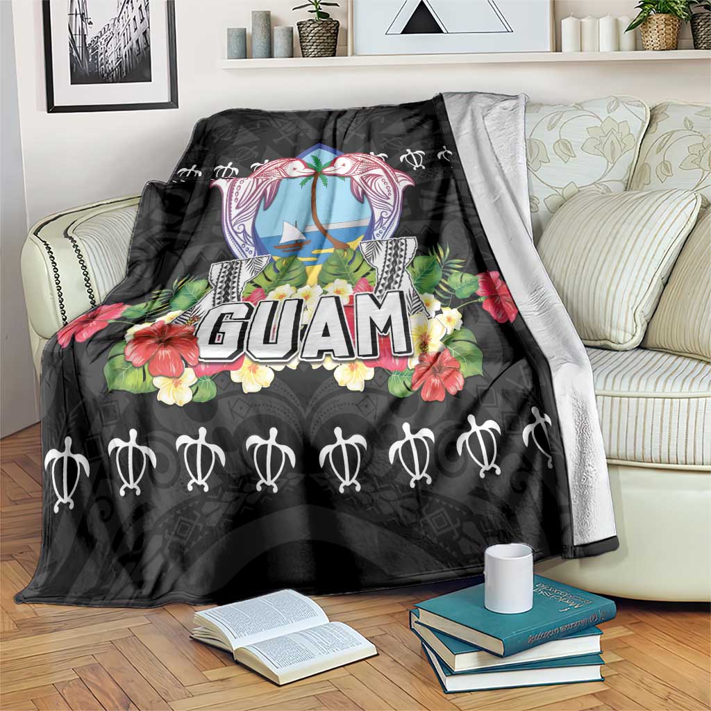 Guam Chamorro Blanket Tribal Latte Stone With Dolphins Black