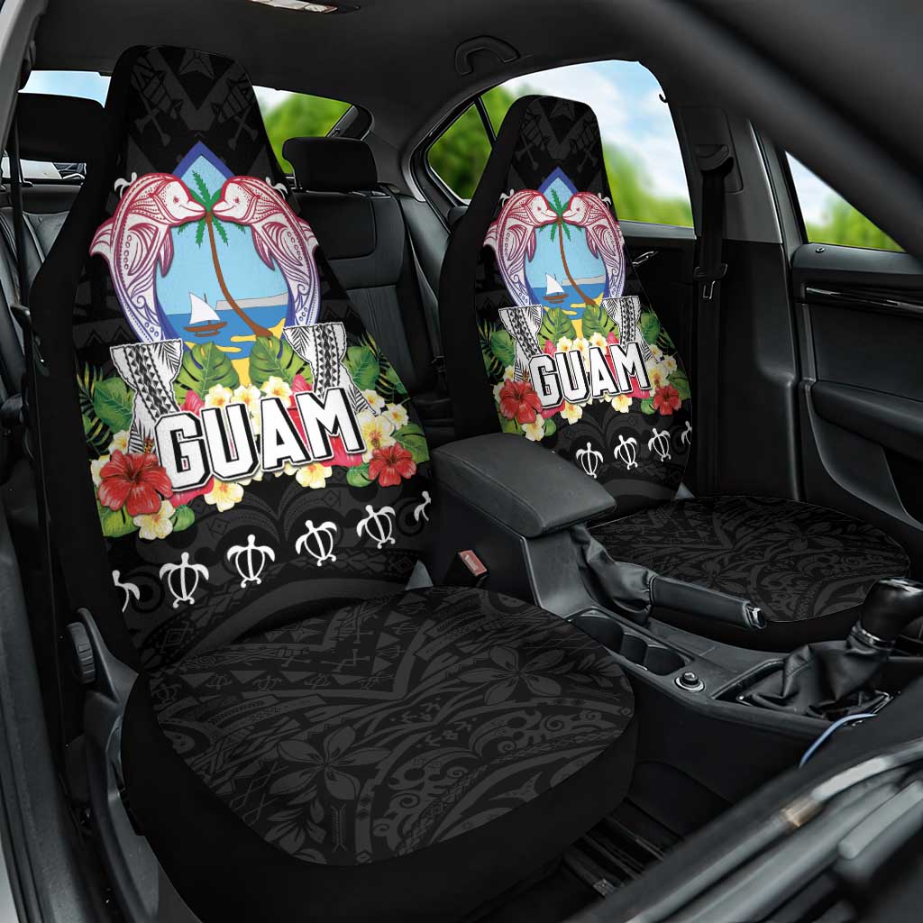 Guam Chamorro Car Seat Cover Tribal Latte Stone With Dolphins Black