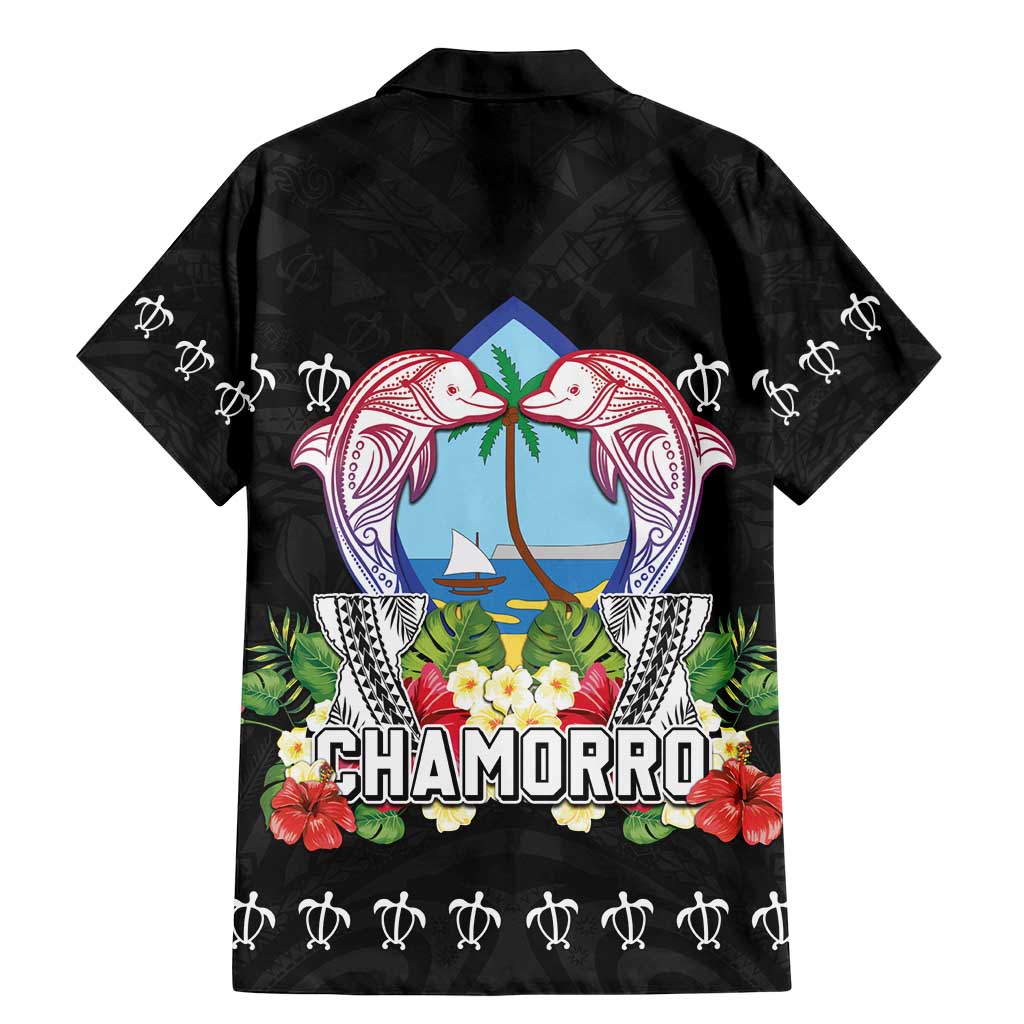 Guam Chamorro Family Matching Mermaid Dress and Hawaiian Shirt Tribal Latte Stone With Dolphins Black