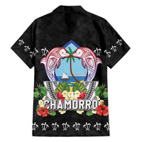 Guam Chamorro Family Matching Short Sleeve Bodycon Dress and Hawaiian Shirt Tribal Latte Stone With Dolphins Black