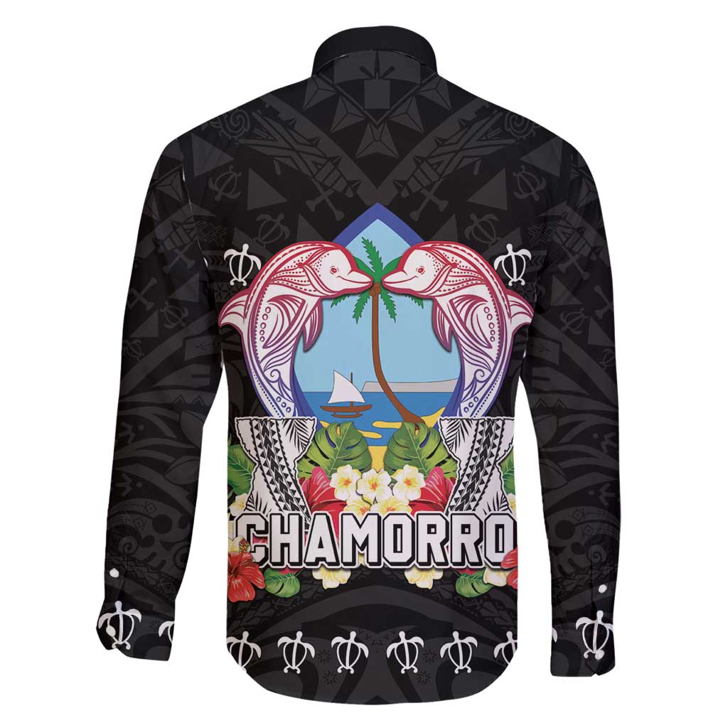 Guam Chamorro Family Matching Tank Maxi Dress and Hawaiian Shirt Tribal Latte Stone With Dolphins Black