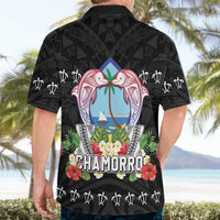 Guam Chamorro Hawaiian Shirt Tribal Latte Stone With Dolphins Black
