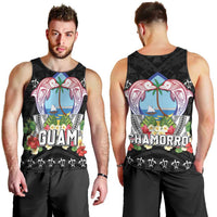 Guam Chamorro Men Tank Top Tribal Latte Stone With Dolphins Black