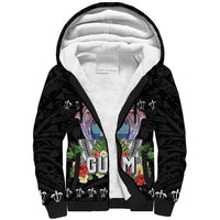 Guam Chamorro Sherpa Hoodie Tribal Latte Stone With Dolphins Black LT05 Unisex Black - Polynesian Pride