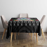 Guam Chamorro Tablecloth Tribal Latte Stone With Dolphins Black