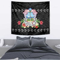 Guam Chamorro Tapestry Tribal Latte Stone With Dolphins Black