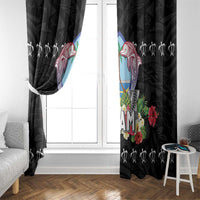 Guam Chamorro Window Curtain Tribal Latte Stone With Dolphins Black
