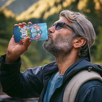 Guam Chamorro 4 in 1 Can Cooler Tumbler Tribal Latte Stone With Dolphins Blue