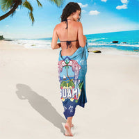 Guam Chamorro Sarong Tribal Latte Stone With Dolphins Blue