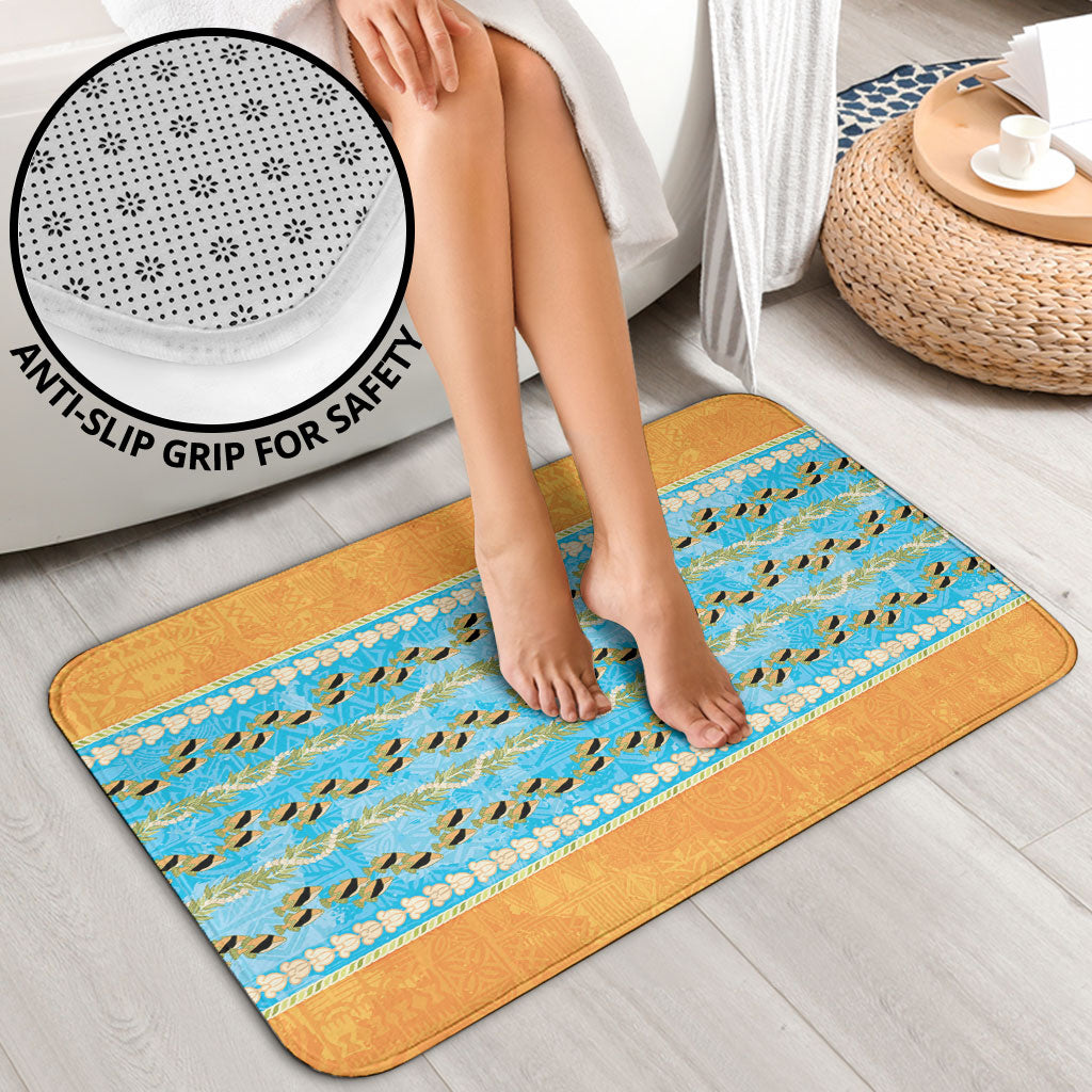 Hawaii Humuhumu Fish Maile Pikake Lei Bathroom Set Tribal Tapa Orange Version