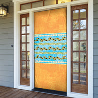 Hawaii Humuhumu Fish Maile Pikake Lei Door Cover Tribal Tapa Orange Version