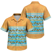 Hawaii Humuhumu Fish Maile Pikake Lei Family Matching Summer Maxi Dress and Hawaiian Shirt Tribal Tapa Orange Version