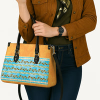 Hawaii Humuhumu Fish Maile Pikake Lei Leather Bag Tribal Tapa Orange Version