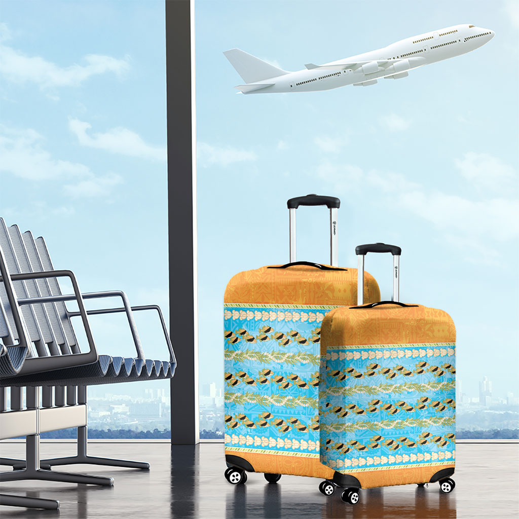 Hawaii Humuhumu Fish Maile Pikake Lei Luggage Cover Tribal Tapa Orange Version
