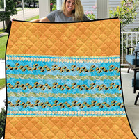 Hawaii Humuhumu Fish Maile Pikake Lei Quilt Tribal Tapa Orange Version