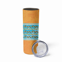 Hawaii Humuhumu Fish Maile Pikake Lei Skinny Tumbler Tribal Tapa Orange Version