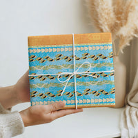 Hawaii Humuhumu Fish Maile Pikake Lei Wrapping Paper Tribal Tapa Orange Version