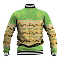 Hawaii Humuhumu Fish Maile Pikake Lei Baseball Jacket Tribal Tapa Green Version
