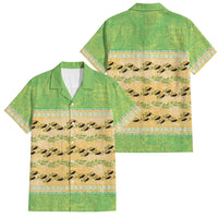 Hawaii Humuhumu Fish Maile Pikake Lei Family Matching Summer Maxi Dress and Hawaiian Shirt Tribal Tapa Green Version