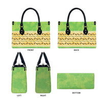 Hawaii Humuhumu Fish Maile Pikake Lei Leather Bag Tribal Tapa Green Version