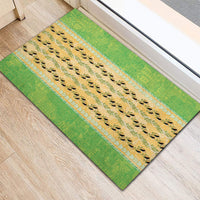 Hawaii Humuhumu Fish Maile Pikake Lei Rubber Doormat Tribal Tapa Green Version