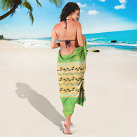 Hawaii Humuhumu Fish Maile Pikake Lei Sarong Tribal Tapa Green Version