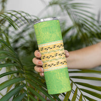 Hawaii Humuhumu Fish Maile Pikake Lei Skinny Tumbler Tribal Tapa Green Version