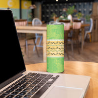 Hawaii Humuhumu Fish Maile Pikake Lei Skinny Tumbler Tribal Tapa Green Version